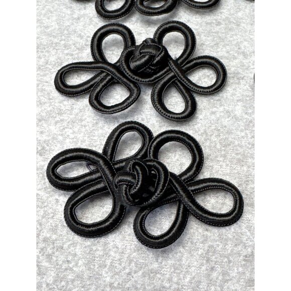 Black Frog Closure Set 6 Decorative Knot Fasteners Sewing Crafting - Picture 2 of 11